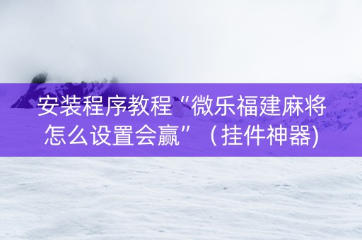 安装程序教程“微乐福建麻将怎么设置会赢”（挂件神器)