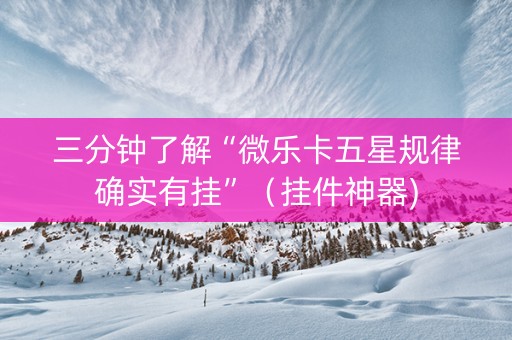 三分钟了解“微乐卡五星规律确实有挂”（挂件神器)