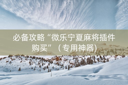必备攻略“微乐宁夏麻将插件购买”（专用神器)