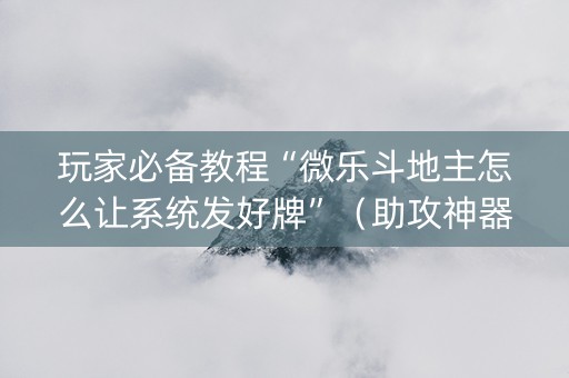玩家必备教程“微乐斗地主怎么让系统发好牌”（助攻神器)