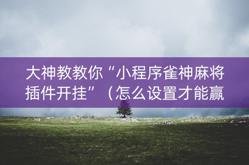 大神教教你“小程序雀神麻将插件开挂”（怎么设置才能赢)