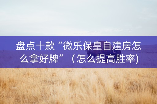 盘点十款“微乐保皇自建房怎么拿好牌”（怎么提高胜率)