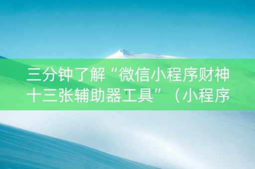 三分钟了解“微信小程序财神十三张辅助器工具”（小程序控牌器)