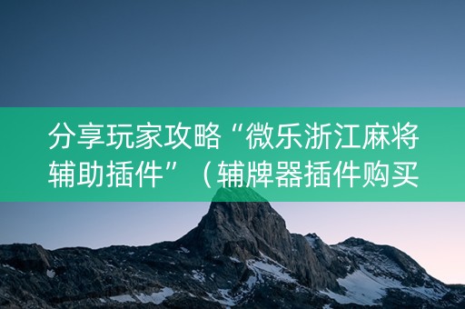 分享玩家攻略“微乐浙江麻将辅助插件”（辅牌器插件购买)