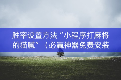 胜率设置方法“小程序打麻将的猫腻”（必赢神器免费安装)