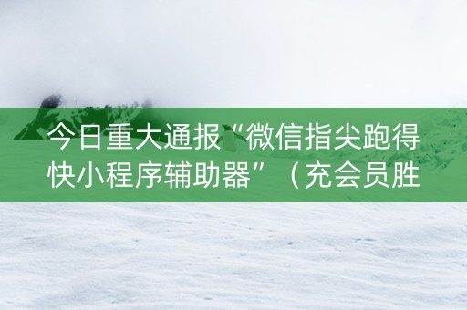 今日重大通报“微信指尖跑得快小程序辅助器”（充会员胜率高)