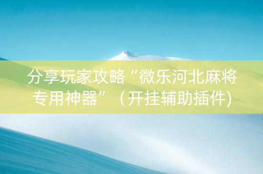 分享玩家攻略“微乐河北麻将专用神器”（开挂辅助插件)