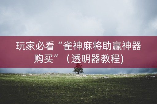 玩家必看“雀神麻将助赢神器购买”（透明器教程)