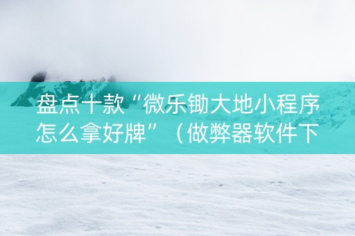盘点十款“微乐锄大地小程序怎么拿好牌”（做弊器软件下载)