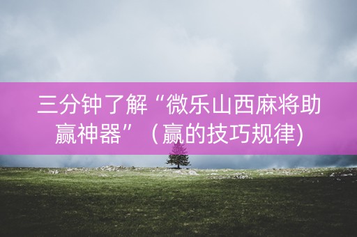 三分钟了解“微乐山西麻将助赢神器”（赢的技巧规律)
