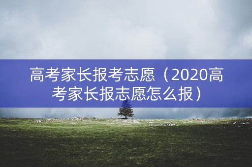 高考家长报考志愿（2020高考家长报志愿怎么报）