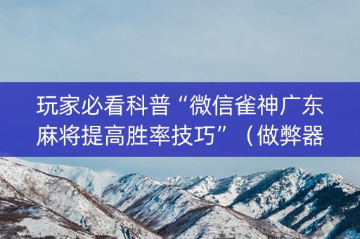 玩家必看科普“微信雀神广东麻将提高胜率技巧”（做弊器软件下载)