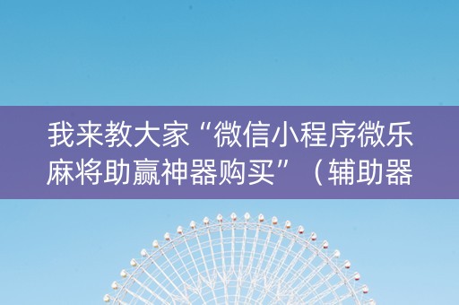 我来教大家“微信小程序微乐麻将助赢神器购买”（辅助器插件)
