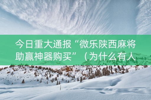 今日重大通报“微乐陕西麻将助赢神器购买”（为什么有人一直赢)