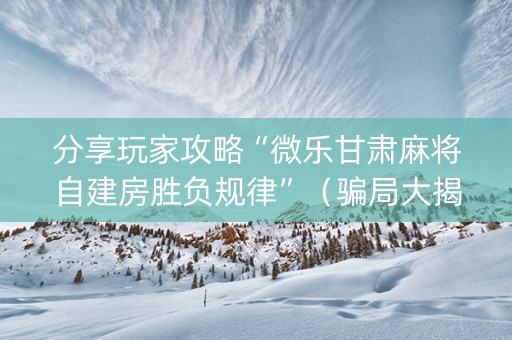 分享玩家攻略“微乐甘肃麻将自建房胜负规律”（骗局大揭秘)