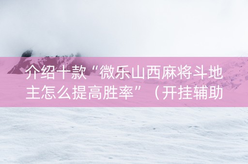 介绍十款“微乐山西麻将斗地主怎么提高胜率”（开挂辅助器插件)