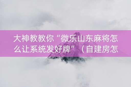大神教教你“微乐山东麻将怎么让系统发好牌”（自建房怎么拿好牌)