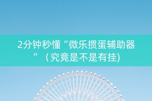 2分钟秒懂“微乐掼蛋辅助器”（究竟是不是有挂)