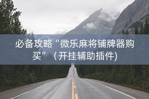 必备攻略“微乐麻将铺牌器购买”（开挂辅助插件)