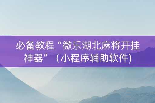 必备教程“微乐湖北麻将开挂神器”（小程序辅助软件)