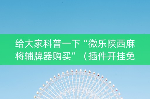 给大家科普一下“微乐陕西麻将辅牌器购买”（插件开挂免费AI)