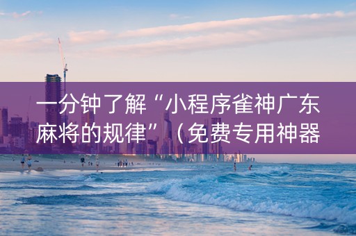 一分钟了解“小程序雀神广东麻将的规律”（免费专用神器)