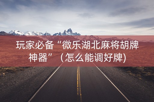 玩家必备“微乐湖北麻将胡牌神器”（怎么能调好牌)