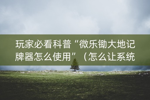 玩家必看科普“微乐锄大地记牌器怎么使用”（怎么让系统给自己好牌)