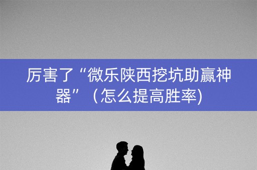 厉害了“微乐陕西挖坑助赢神器”（怎么提高胜率)