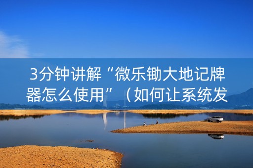 3分钟讲解“微乐锄大地记牌器怎么使用”（如何让系统发好牌)