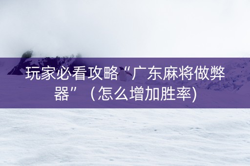 玩家必看攻略“广东麻将做弊器”（怎么增加胜率)