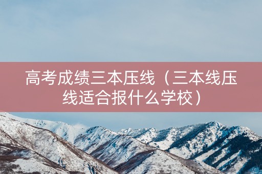 高考成绩三本压线（三本线压线适合报什么学校）