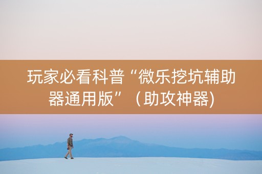 玩家必看科普“微乐挖坑辅助器通用版”（助攻神器)