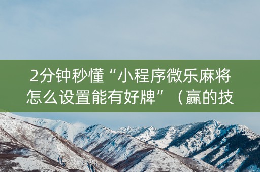 2分钟秒懂“小程序微乐麻将怎么设置能有好牌”（赢的技巧规律)