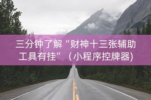 三分钟了解“财神十三张辅助工具有挂”（小程序控牌器)