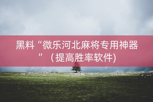 黑料“微乐河北麻将专用神器”（提高胜率软件)