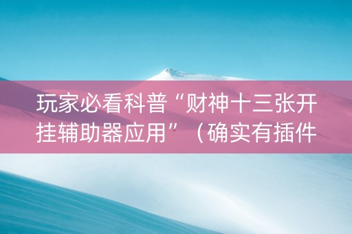 玩家必看科普“财神十三张开挂辅助器应用”（确实有插件吗)