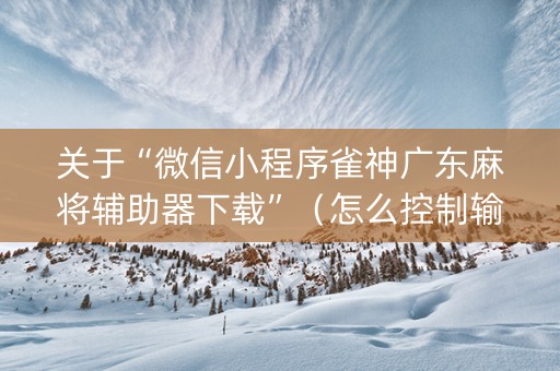 关于“微信小程序雀神广东麻将辅助器下载”（怎么控制输赢)