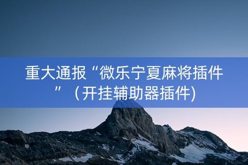 重大通报“微乐宁夏麻将插件”（开挂辅助器插件)