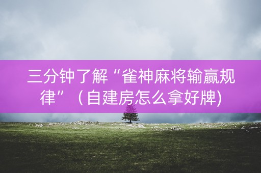 三分钟了解“雀神麻将输赢规律”（自建房怎么拿好牌)