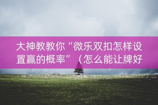大神教教你“微乐双扣怎样设置赢的概率”（怎么能让牌好一点)