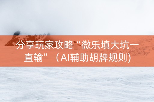 分享玩家攻略“微乐填大坑一直输”（AI辅助胡牌规则)