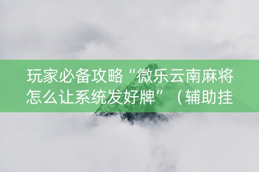 玩家必备攻略“微乐云南麻将怎么让系统发好牌”（辅助挂发牌规律)
