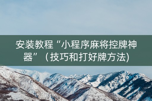 安装教程“小程序麻将控牌神器”（技巧和打好牌方法)