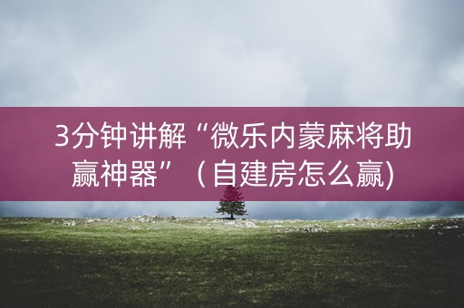 3分钟讲解“微乐内蒙麻将助赢神器”（自建房怎么赢)
