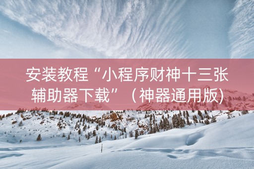 安装教程“小程序财神十三张辅助器下载”（神器通用版)