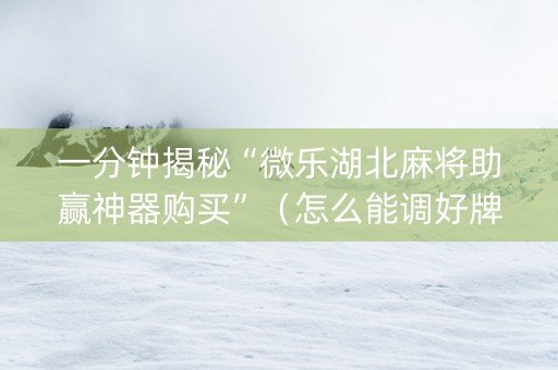 一分钟揭秘“微乐湖北麻将助赢神器购买”（怎么能调好牌)