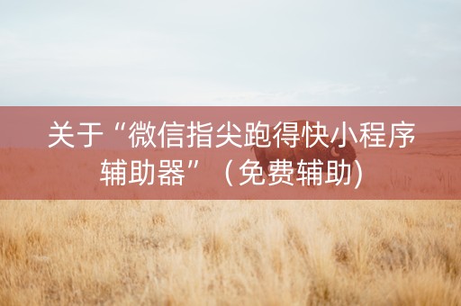 关于“微信指尖跑得快小程序辅助器”（免费辅助)