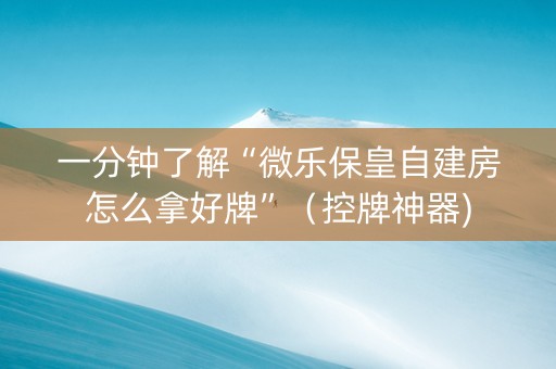 一分钟了解“微乐保皇自建房怎么拿好牌”（控牌神器)