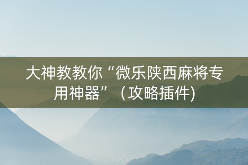 大神教教你“微乐陕西麻将专用神器”（攻略插件)